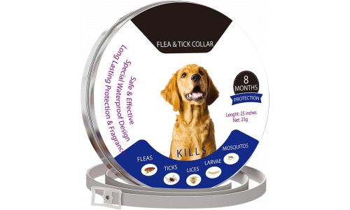 Collier naturel pour chien contre les puces et les tiques Collier anti-puces et tiques naturel pour chien, offrant 8 mois de protection étanche et durable contre les parasites.
