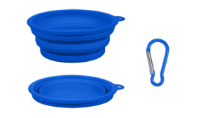 Collapsible Dog Bowl Blue collapsible dog bowl, 350ml capacity, compact and travel-friendly. Foldable for easy portability and cleaning.