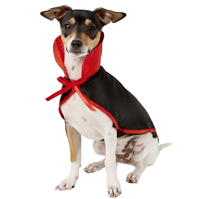 Dog Vampire Costume 2-in-1 set for Halloween Dog vampire costume in black and red with a high collar and bow tie, 2-in-1 set, lightweight, durable and adjustable.