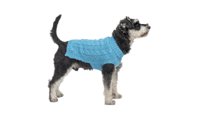 Warm Cotton Sweater for Dogs Blue warm cotton sweater for dogs with cable-knit pattern, extra protection, hand and machine washable.