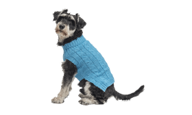 Warm Cotton Sweater for Dogs Blue warm cotton sweater for dogs with cable-knit pattern, extra protection, keep dogs cosy in cold weather.