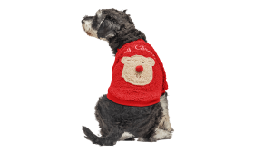 Manteau de Noël Boutonné pour Chiens Manteau de Noël rouge pour chien avec boutons, design ours en peluche au dos, lavable, en polyester.