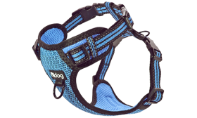 Stylish Breathable Dog Harness Stylish blue breathable nylon dog harness with adjustable buckle and straps, perfect fit with quick-release buckles.