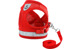 Gilet Harnais Réfléchissant pour Chien avec Laisse Harnais réfléchissant rouge pour chien avec laisse assortie, en tissu mesh respirant pour un ajustement confortable.