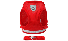 Gilet Harnais Réfléchissant pour Chien avec Laisse Harnais réfléchissant rouge pour chien avec laisse assortie, en matériau réfléchissant pour une meilleure visibilité.