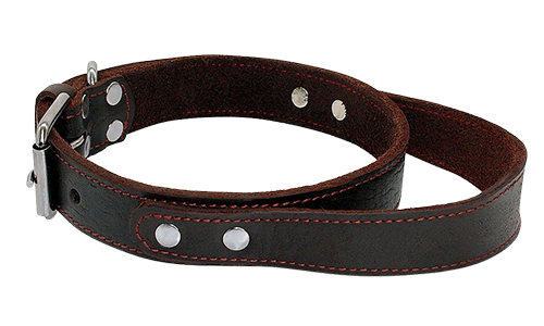 Collier de Chien Tactique avec Poignée de Commande Collier chien en cuir véritable marron avec poignée rapide, durable et solide, ajustable pour un maintien pratique.