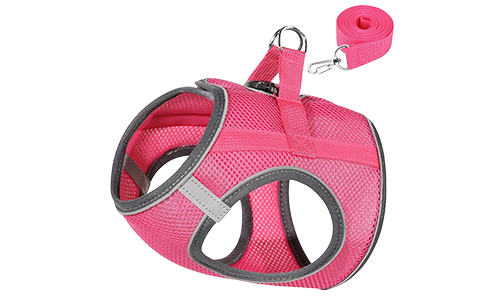 Reflective Cat Harness Vest Pink reflective cat harness vest with a matching leash, adjustable and lighweight, 140cm leash, for comfort and visibility.