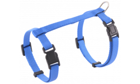 Harness for Cat Blue cat harness with adjustable straps and a sturdy metal D-ring for leash attachment, for secure and comfortable use.