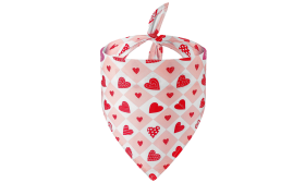 Printed Heart Dog Bandana Printed heart dog bandana for dogs with pink and white checkered design with red heart patterns perfect for Valentine's Day.