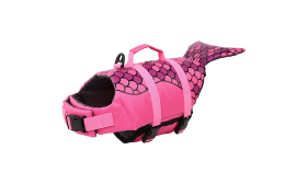 Mermaid Dog Life Jacket Mermaid-themed dog life jacket in pink with scale pattern, adjustable. Suitable for different types of dogs.