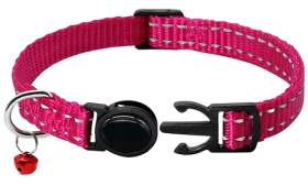 Reflective Breakaway Cat Collar Reflective pink breakaway cat collar, durable and strong, reflective and lightweight nylon material.