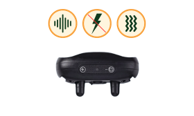 No-shock anti-bark dog collar with a paw print design, rechargeable via USB, waterproof design, up to 14 days.