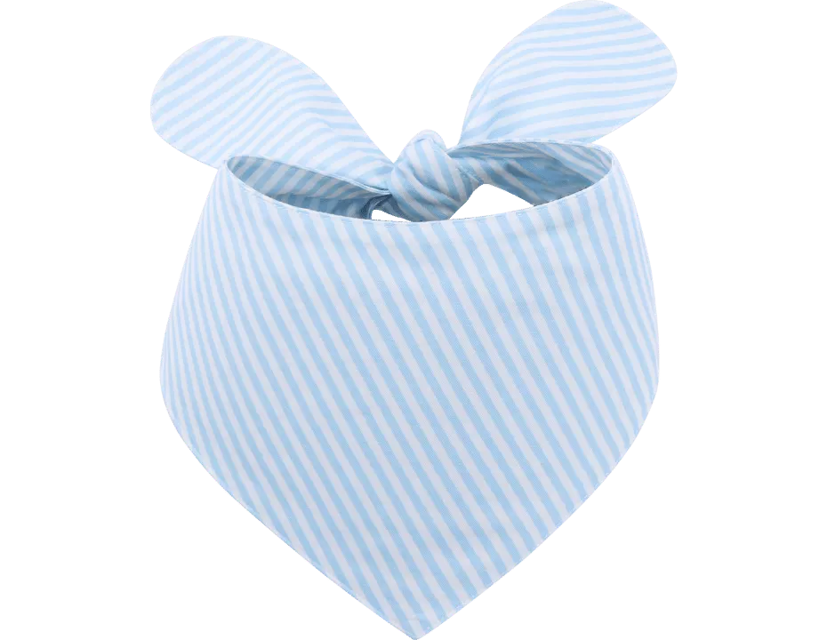 Bandana pour Chien Personnalisé avec nom Brodé Bandana personnalisée rayée bleu clair et blanc pour chien, personnalisable avec nom brodé.