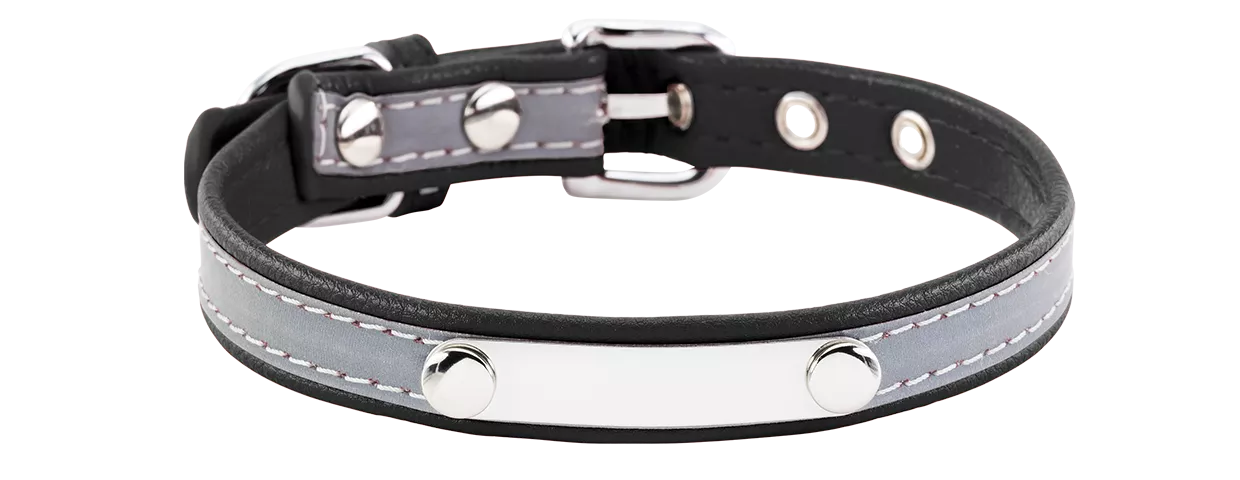 Collier pour Chien Gravé Tressé Collier chien réfléchissant noir avec plaque ID intégrée, 37-47 cm x 2,5 cm, personnalisable avec nom gravé.