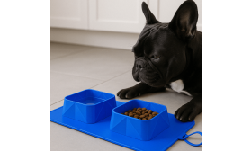 Collapsible Dog Travel Bowl - 1200ml Double Folding Food Mat Collapsible Dog Travel Bowl - 1200ml Double Folding Food Mat