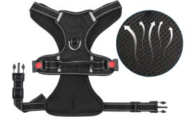 Dog Harness No Pull Back view of no pull dog harness with strong handle and secure buckles, small size, designed for control and easy handling.