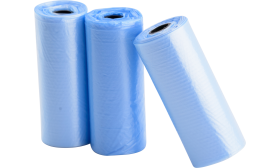 Dog Poop Bags Three rolls of 15 blue dog poop bags, durable and leak-proof, perfect for clean and convenient waste disposal on walks.