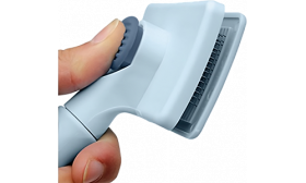 Brosse Auto-nettoyante pour Chien & Chat Brosse slicker bleu auto-nettoyante pour chien et chat, avec poignée et bouton de nettoyage, facile à utiliser.